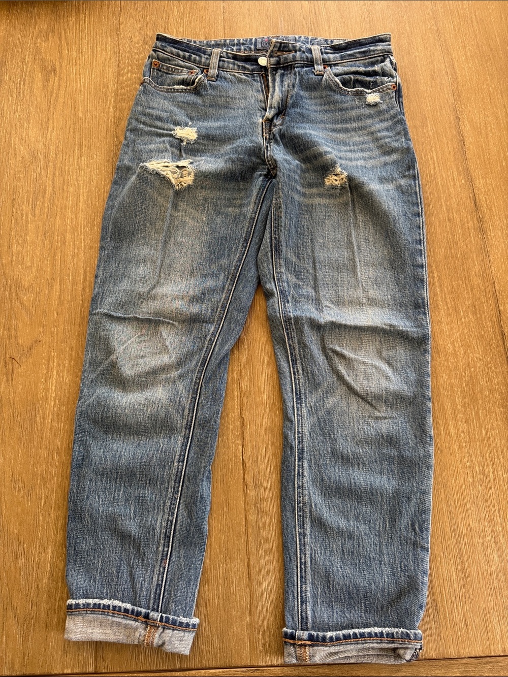 Lucky Brand Men's Blue Straight-Leg Distressed Jeans